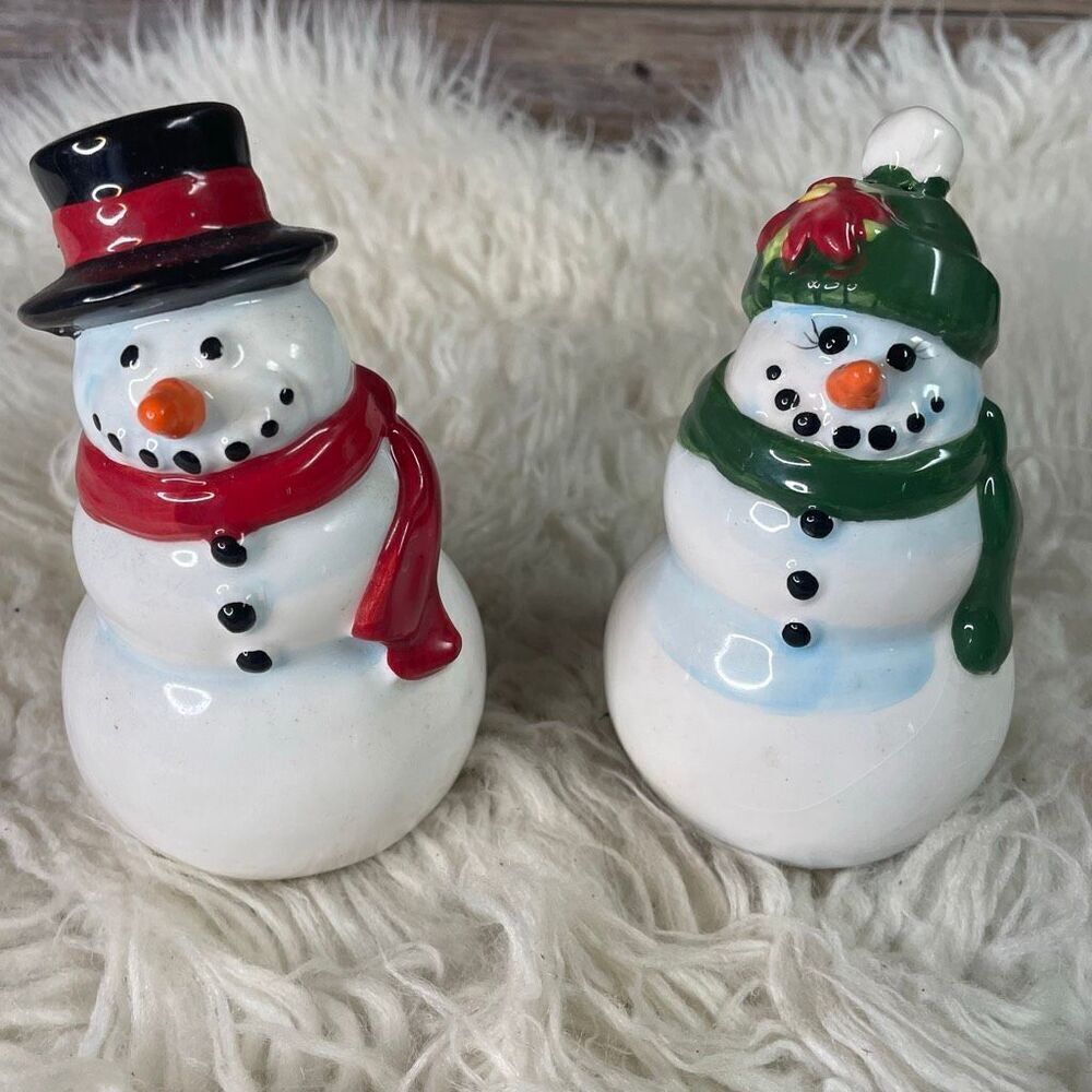 Vintage PUBLIX SUPERMARKET Snowmen  Salt Pepper Shakers 2004 Holiday Collectible